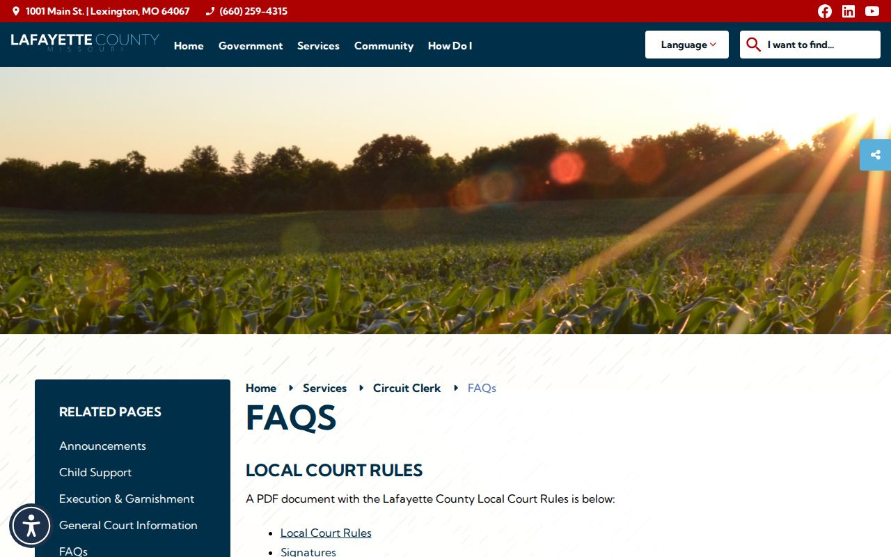 Official Lafayette County warrant surrender and bond guidance