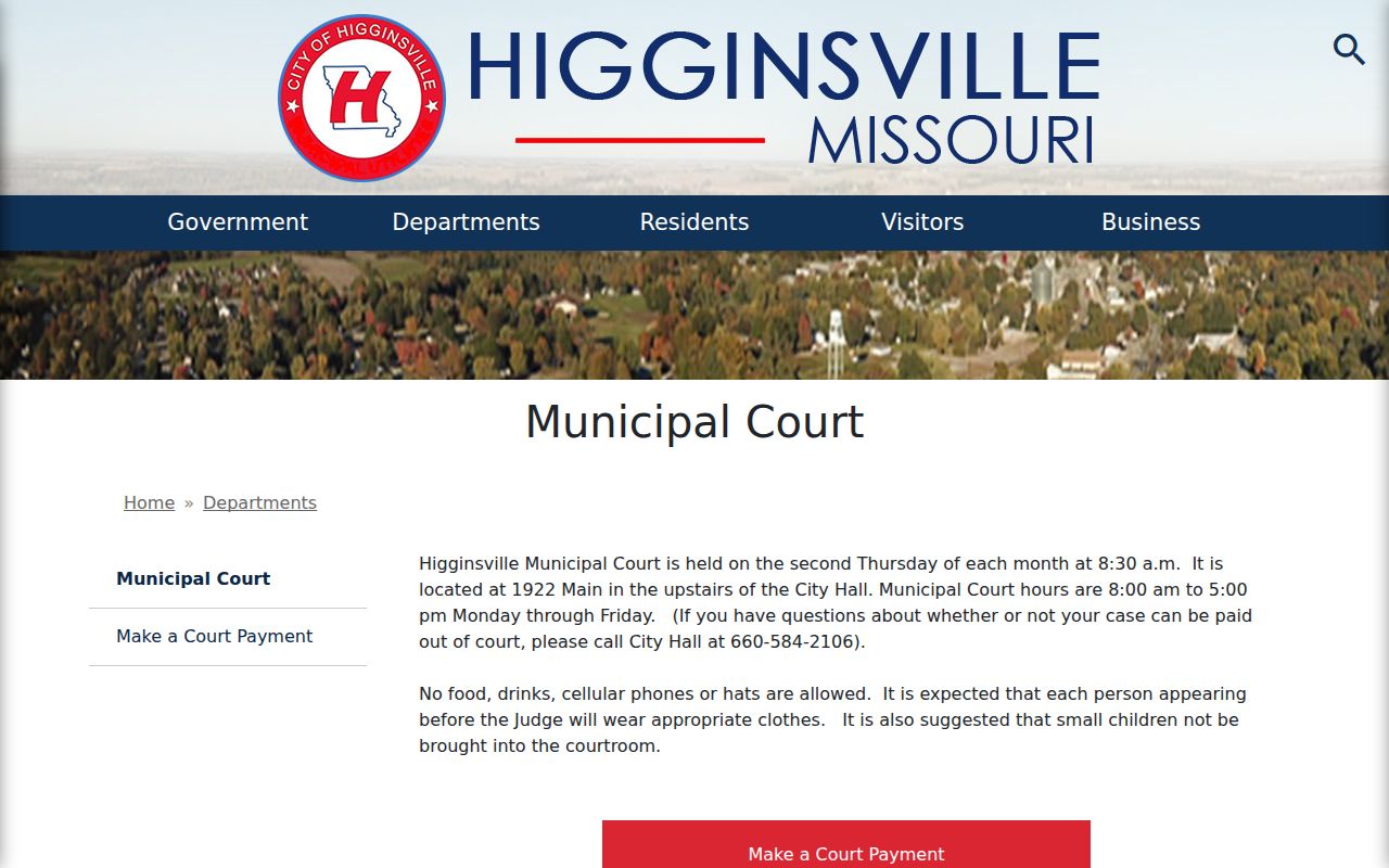 Higginsville Municipal Court day and payment information