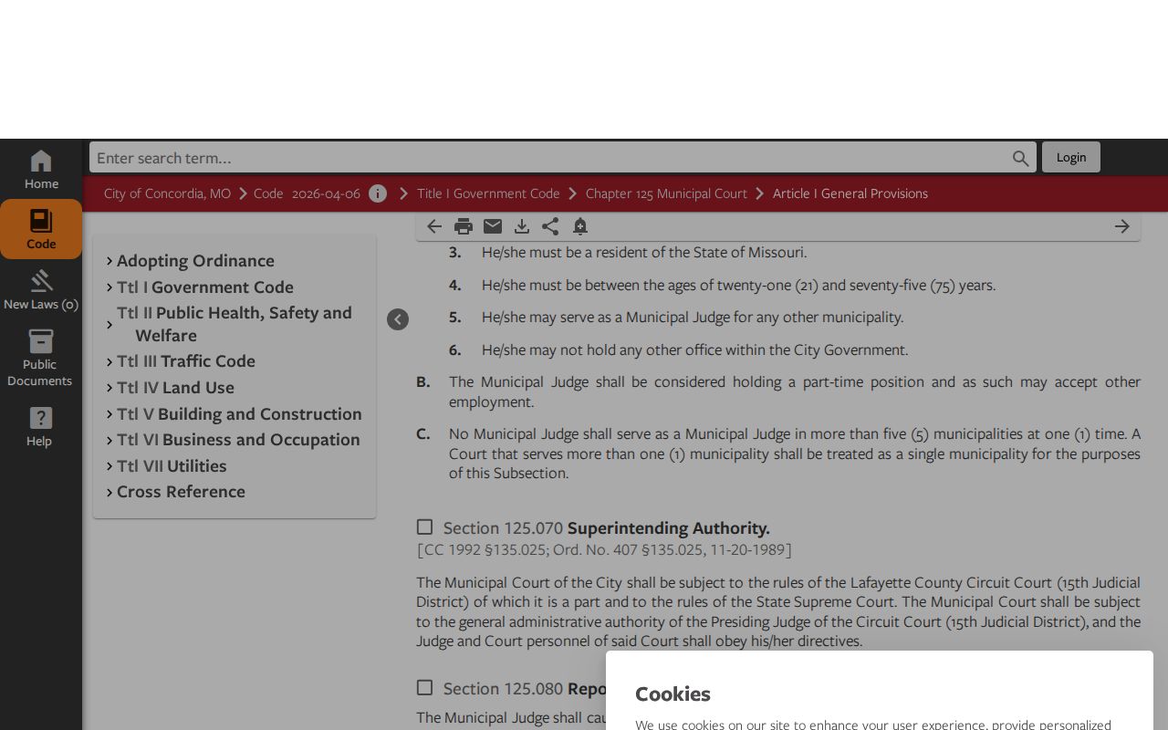 Concordia Missouri municipal court code