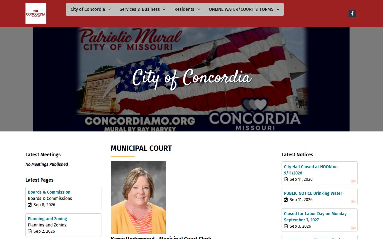 Concordia Missouri Municipal Court and fee navigation